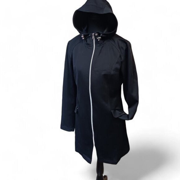 Sunice Black Womens  Softshell Sport Protek Hooded Long Jacket Car Coat Size M - Picture 3 of 16